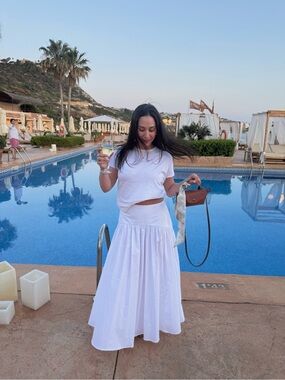 NEW White Cotton Maxi Skirt